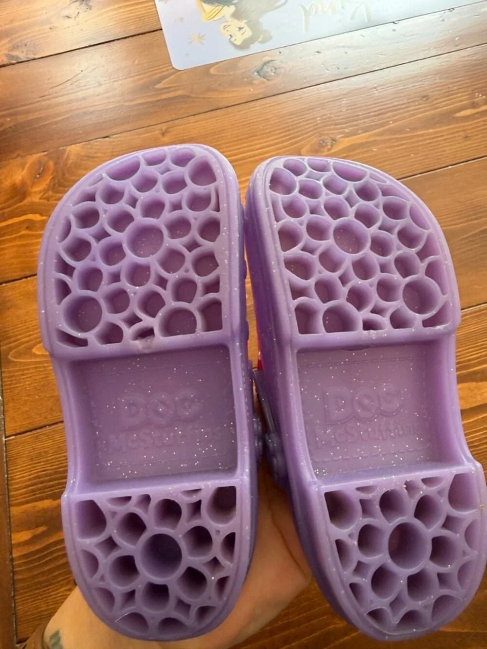 Disney Doc McStuffins Pop Shoes Purple Glitter Clogs Heart Charm Toddler 10-11